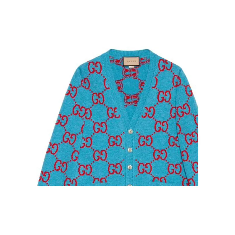 GUCCI Gg Intarsia knit Cardigan-5