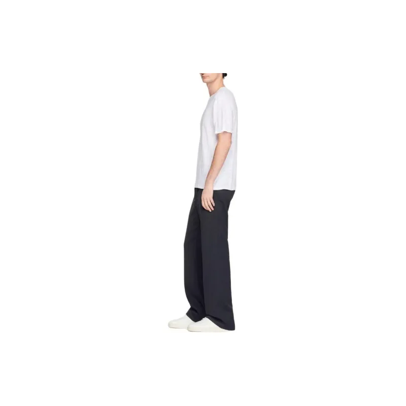Sandro Beyaz Keten T-shirt T-Shirt Men's White-4