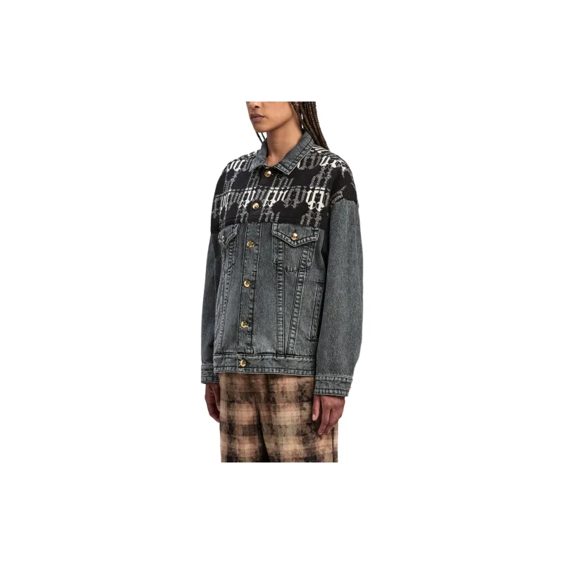 PALM ANGELS Monogram Jacquard Buttoned Denim Jacket-3