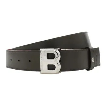 BALLY Top Grain Cow Leather Belts Men's Red Width 3.5CM