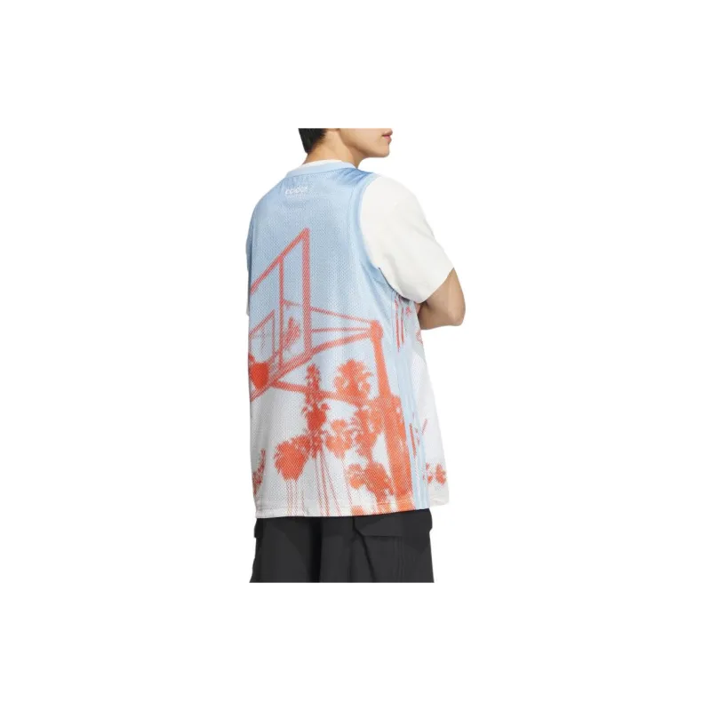 Adidas SS24 Basketball Jerseys Men's Pink Blue-1
