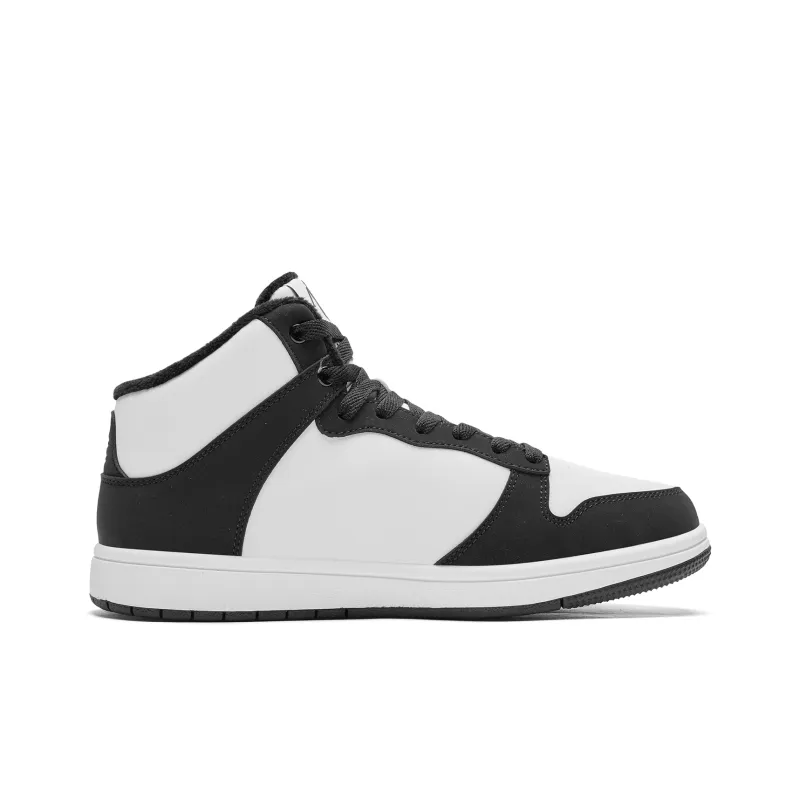 QIAODAN Coverage Height Increasing Lightweight Breathable High Top Skateboard Shoes Women's White Black-1