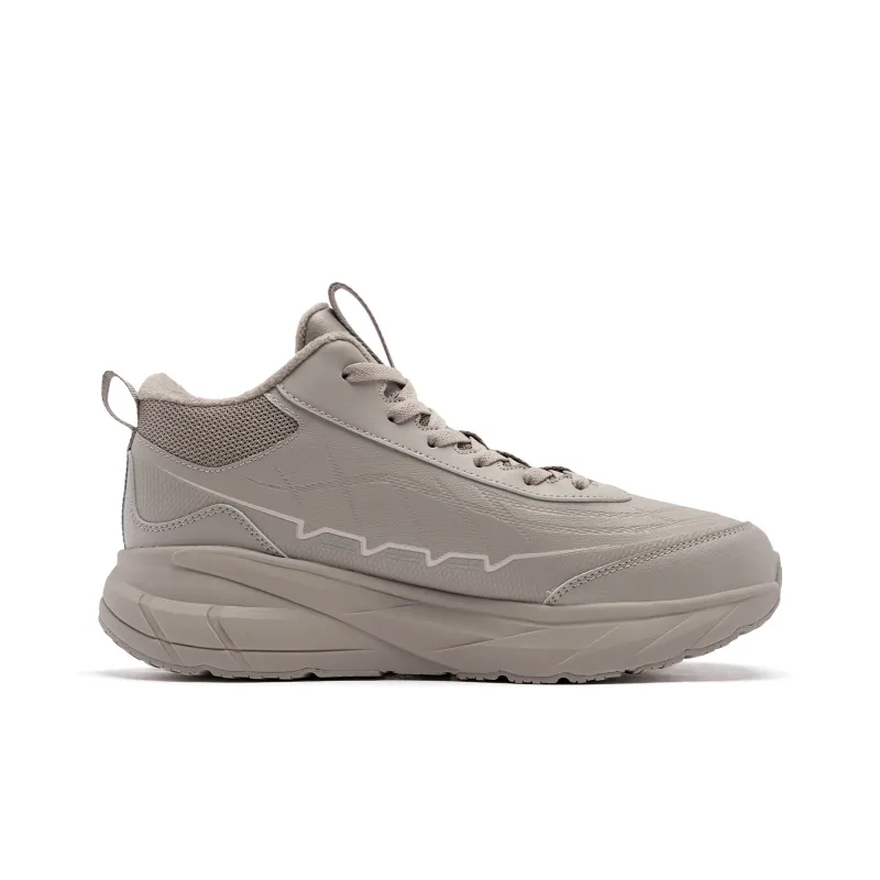 QIAODAN Warm Cushioning Rebound Wear-Resistant Breathable Slip-Resistant High-Top Outdoor Shoes Men's Gray-1