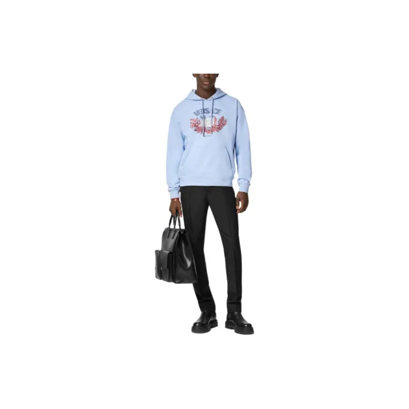 VERSACE University Coral Embroidered Drawstring Hoodie-1