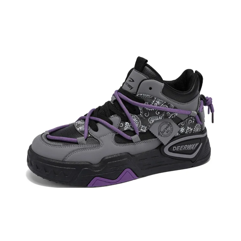 DEERWAY Height Increasing Slip Resistant Mid Top Casual Shoes Skateboard Shoes Men's-1
