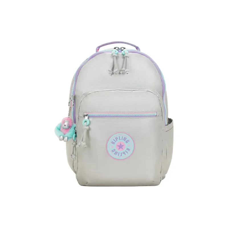 Kipling Polyamide Backpack Large Size Unisex Metallic Silver/Blue/Fuchsia/Black-5