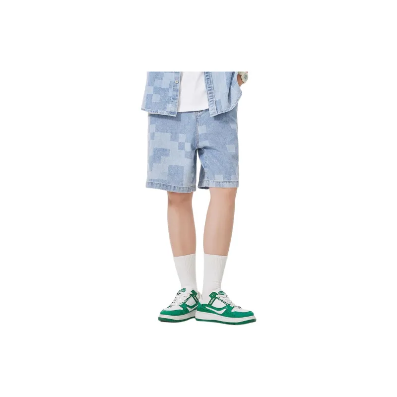 Cabbeen Denim Shorts New Arrival Versatile Casual Trendy Men's 1 Pack Cerulean-2
