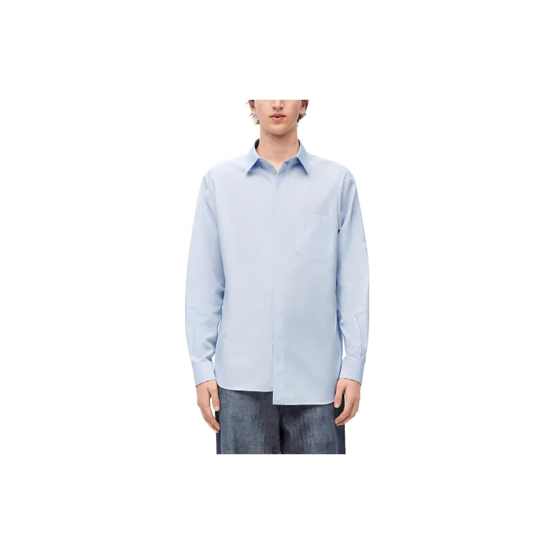 LOEWE Pinstriped Asymmetric Button Up Shirt-3