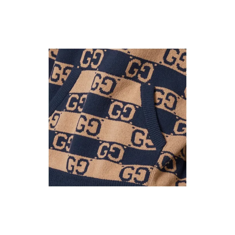 GUCCI Monogrammed Intarsia Drawstring Hoodie-5