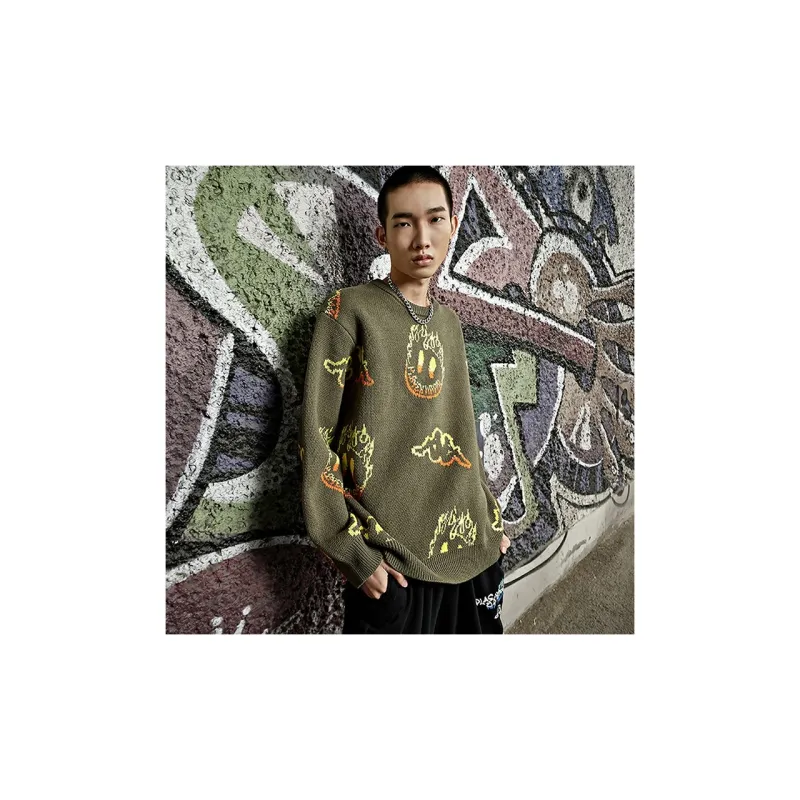 Loose Fit Sweater Unisex Pea Army Green-4
