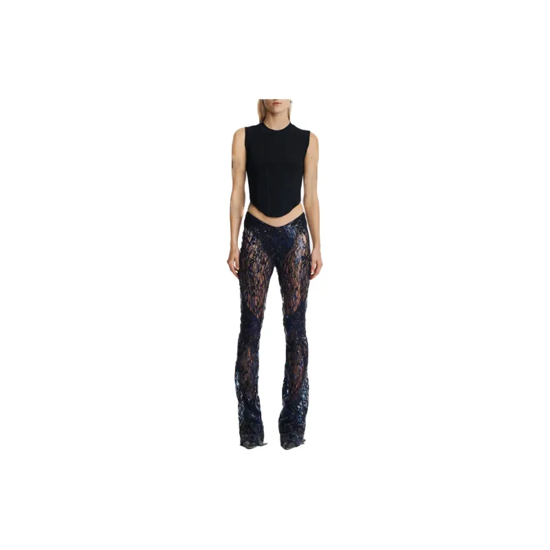 DION LEE Fine Ribbed Corset Sleeveless Tank Top-3