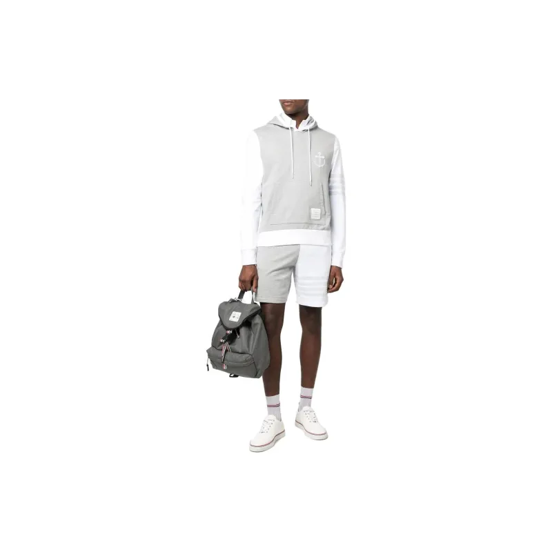 THOM BROWNE Anchor Embroidered Drawstring Hoodie-1