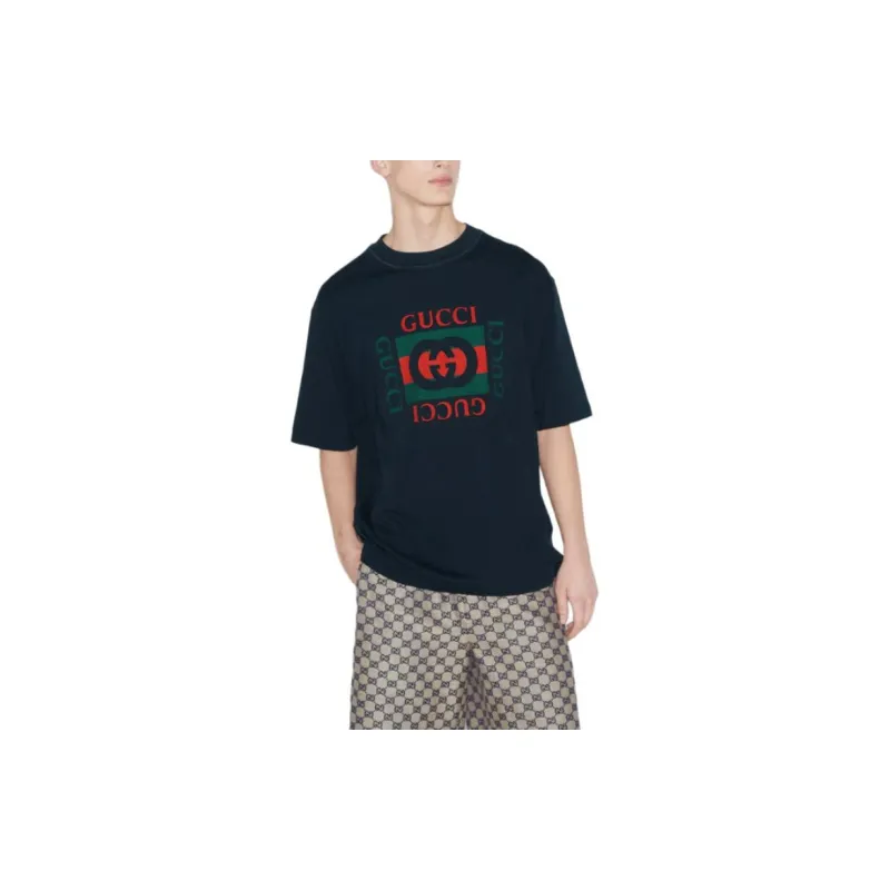 GUCCI Logo Printed Crewneck T-Shirt-4