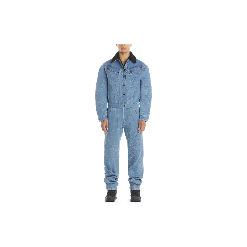 Mugler Denim Jackets Unisex Light Blue-4