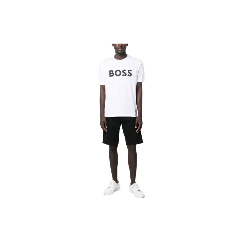 HUGO BOSS Logo print Crew neck T shirt-2