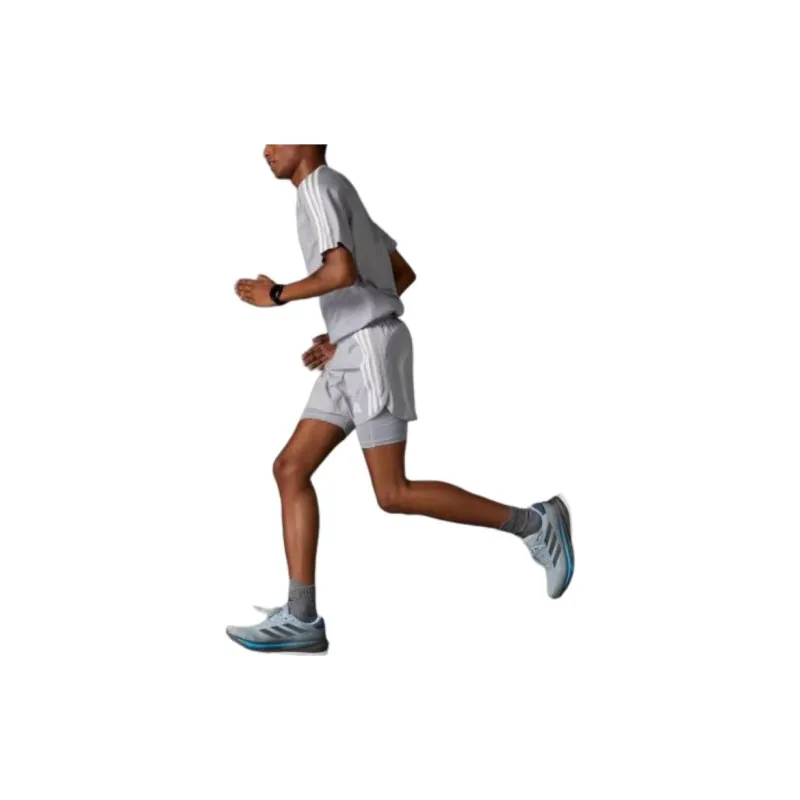 Adidas Own The Run 3-Stripes 2-In-1 Shorts Casual Shorts Men's Gray-3