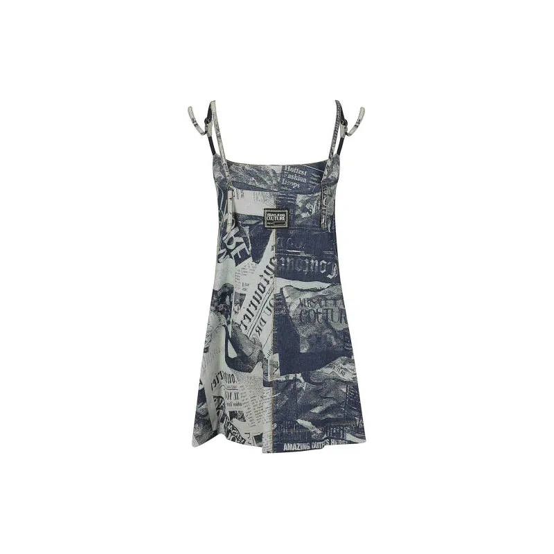VERSACE JEANS Slip Dress Women's Medium Blue-1