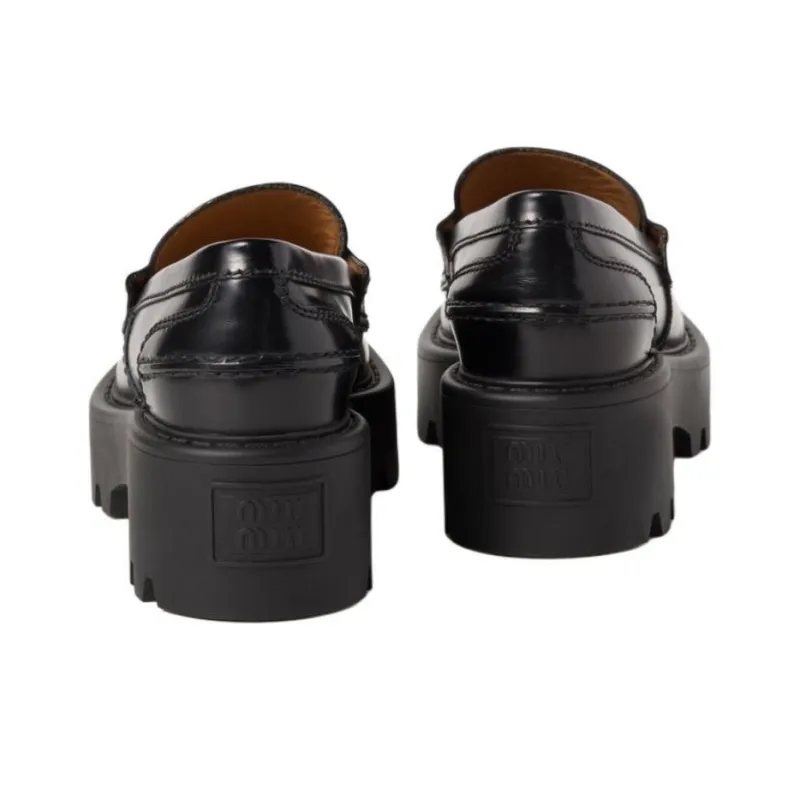 MIU MIU Loafers 5cm Women's Black-3