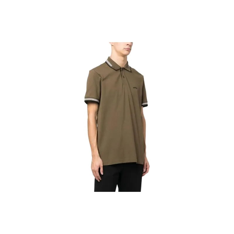 HUGO BOSS Short Sleeved Polo Shirt Men's Olive Green-4