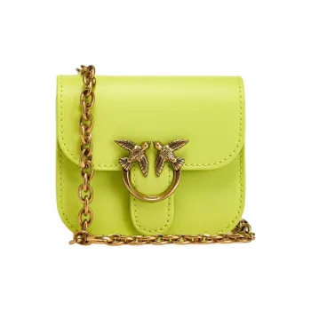 PINKO Love Bell Calfskin Bacchus Bag, Crossbody Bag, Shoulder Bag Extra Mini Women's Lime
