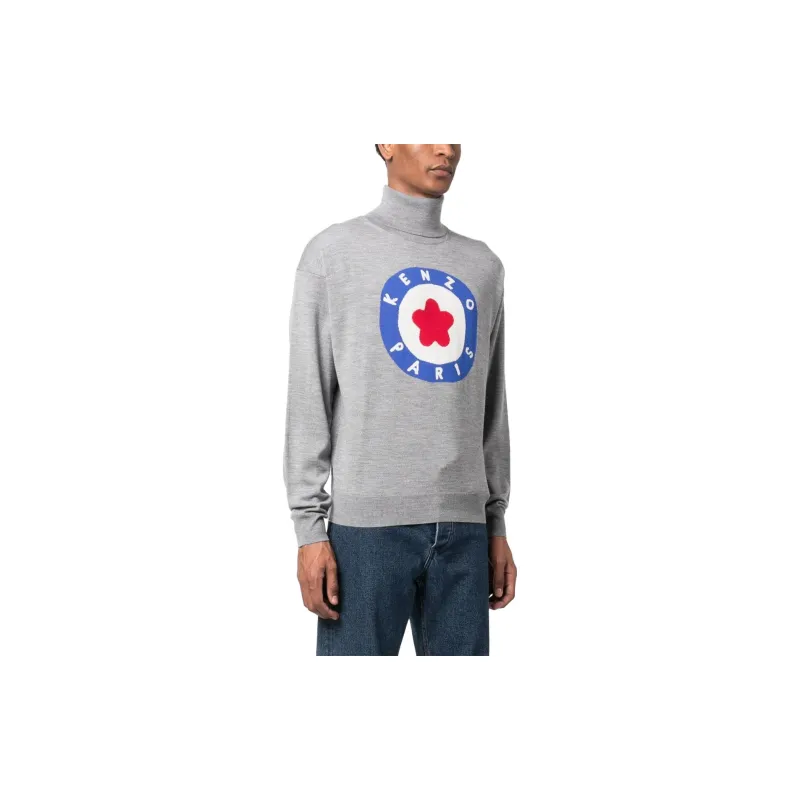 KENZO Roll Neck Logo Intarsia Knitted Jumper-3