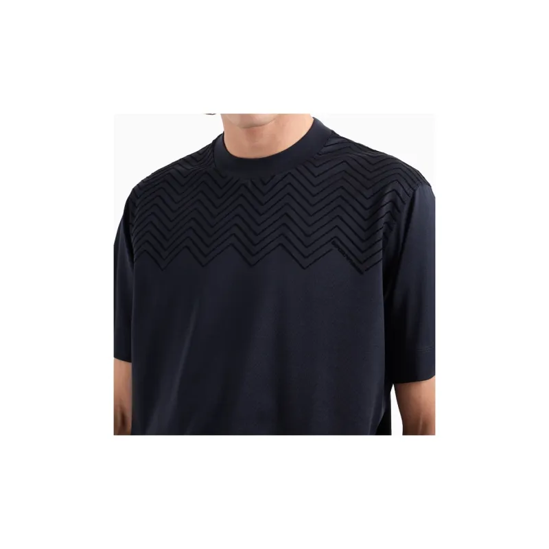EMPORIO ARMANI Lyocell blend Jersey T shirt With Chevron Flock Detail-3
