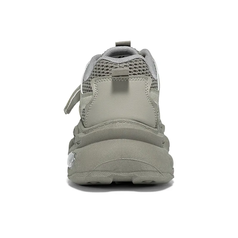 Warrior Height Increasing Balance Support Abrasion Resistant Lightweight Low Top Chunky Sneakers Women's Gray Green-3