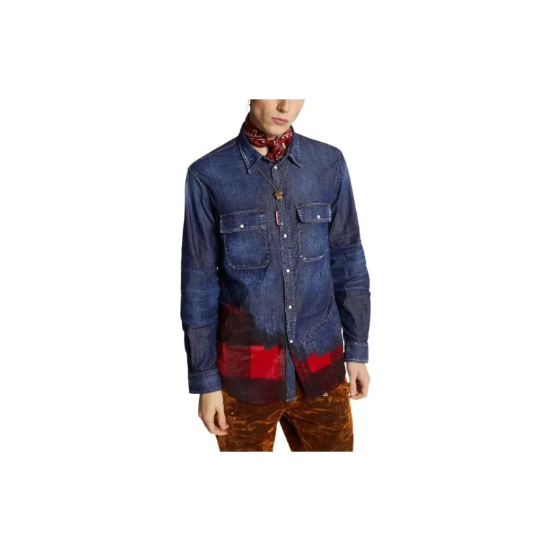 DSQUARED 2 Checked Long Sleeved Denim Shirt-2