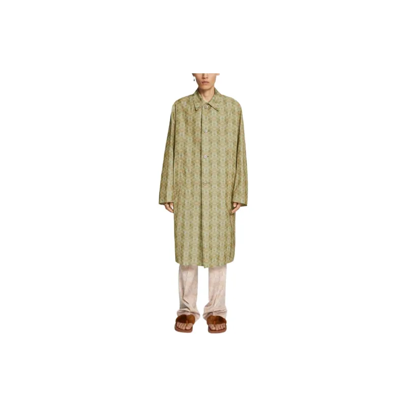 DRIES VAN NOTEN SS24 Trench Coat Men's Sage Green-1