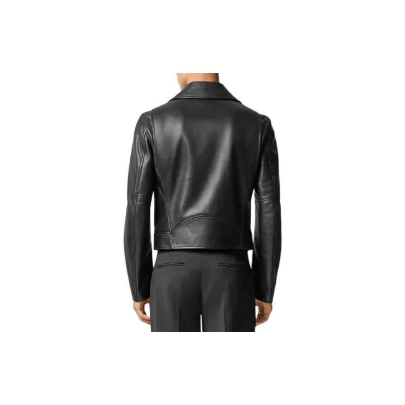 VERSACE Zip Up Leather Biker Jacket-3