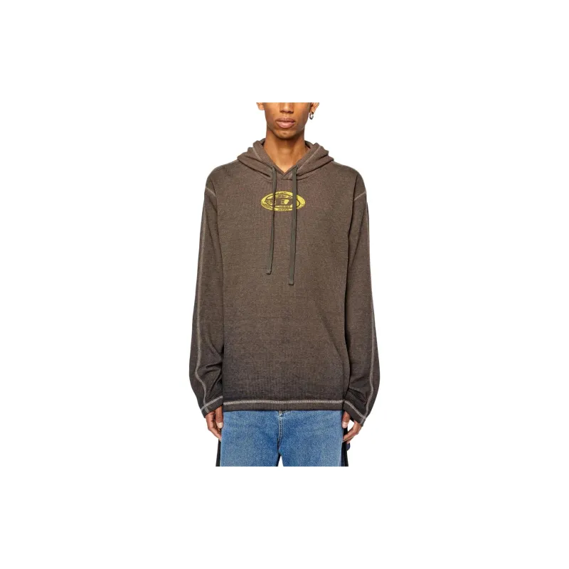 DIESEL T Crone Ls Logo Printed Drawstring Hoodie-2