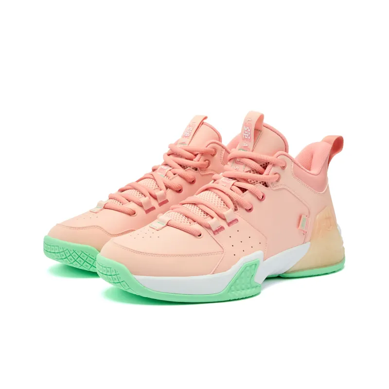 QIAODAN Kill Shot 1.0 Basketball Shoes Men Mid Top Porcelain Pink/Apricot Pink-2