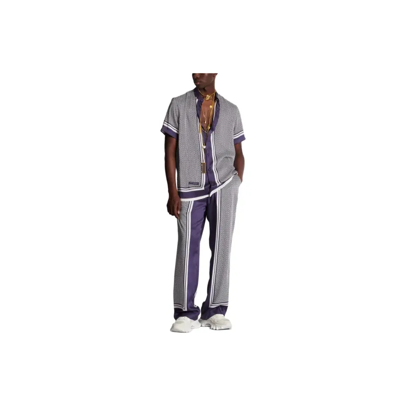 BALMAIN Monogrammed Scarf-Printed Shirt-1