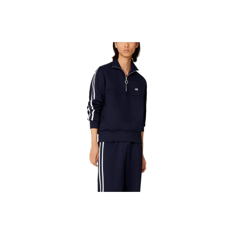 AMIPARIS Paris Striped Short Zip High Neck Sweatshirt-2