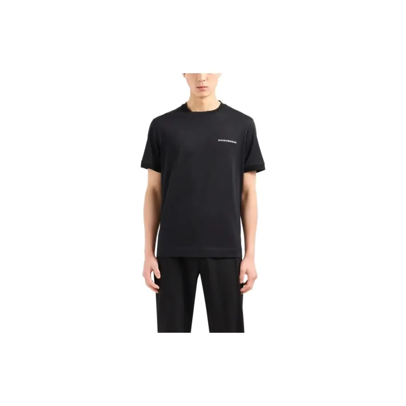 EMPORIO ARMANI Lightweight Jersey T shirt With Logo Embroidery And Ribbed Trim-1