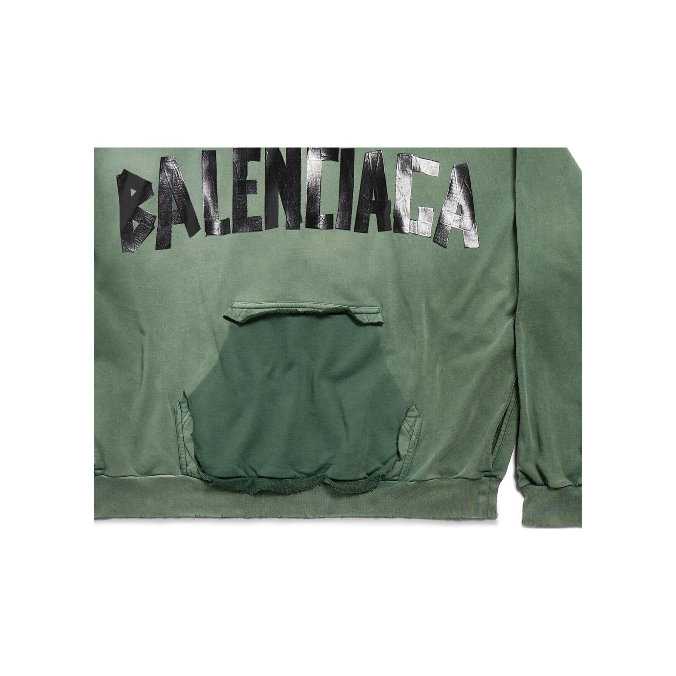 BALENCIAGA 24SS TAPEタイプロゴ ダメージポケット フーディ BALENCIAGA バレンシアガ 24SS NEW TAPE TYPE HOODIE BLACK SIZE