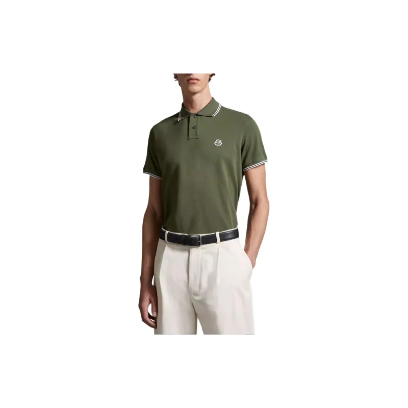 Moncler Logo Patch Polo Shirt Polo Shirt Men's Green-2