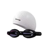 White Teardrop Cap+Black Swim Goggles