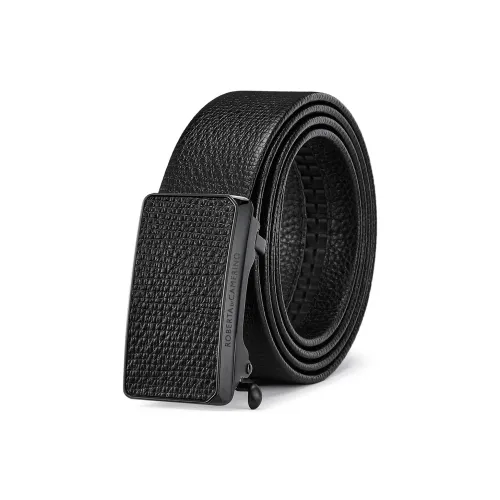 ROBERTA DI CAMERINO Top Grain Cow Leather Belts Men's Black 3.4CM Writing A Greeting Card With Printed Photos