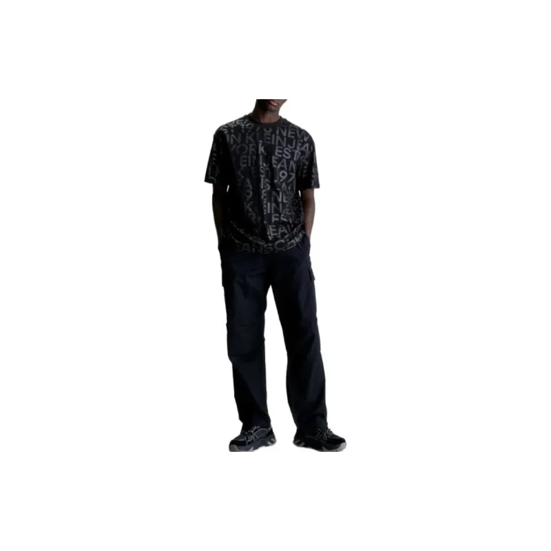 CALVIN KLEIN All Over Logo T Shirt T Shirt Men's Black-1