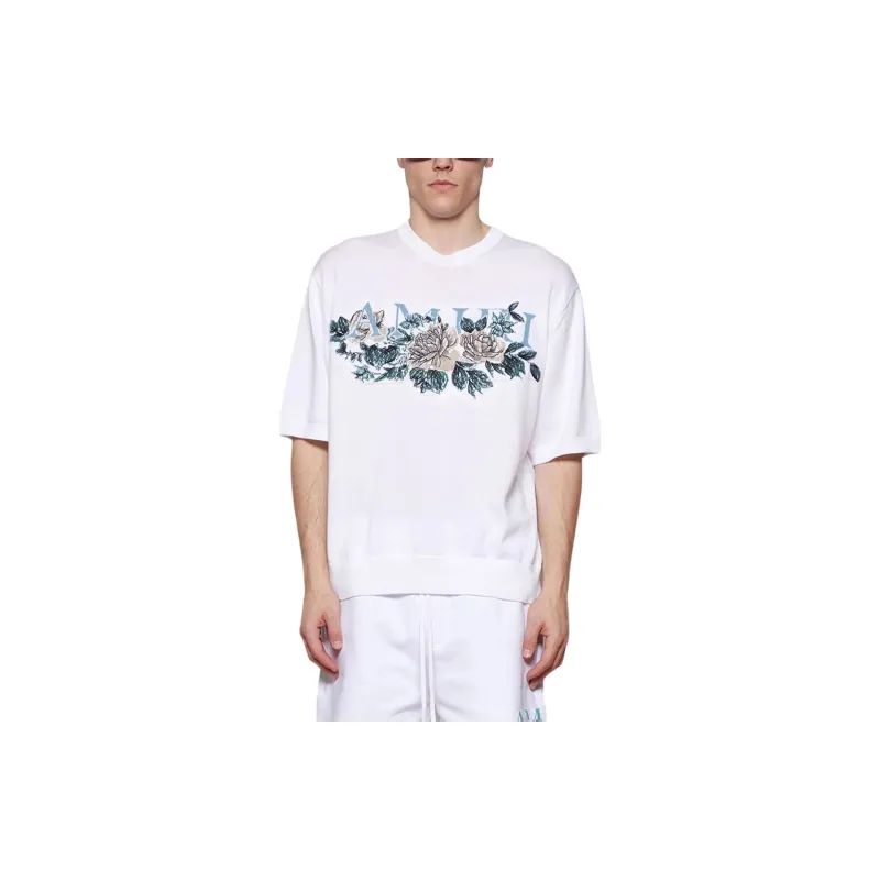 AMIRI Floral Logo Knitted Crewneck Tee-2