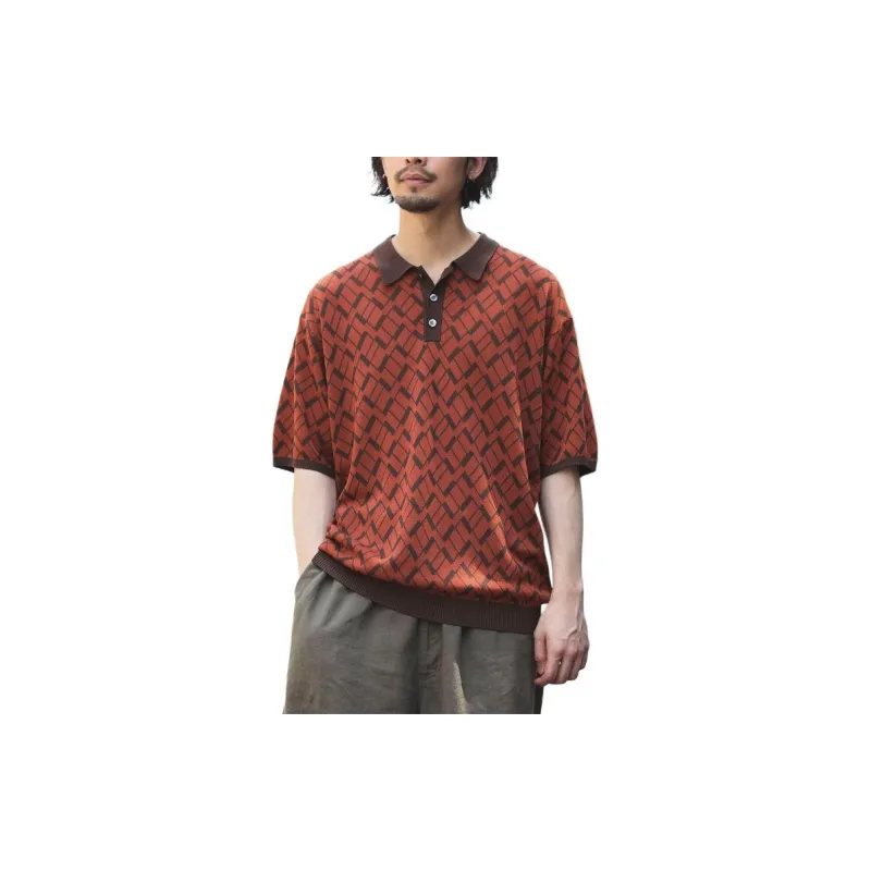 Beams Polo Shirts Men Orange-4