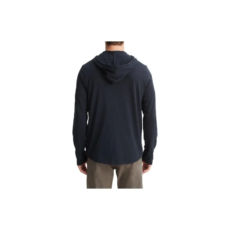 VINCE Textured Cotton Hoodie Sweatshirt Men's Navy-2