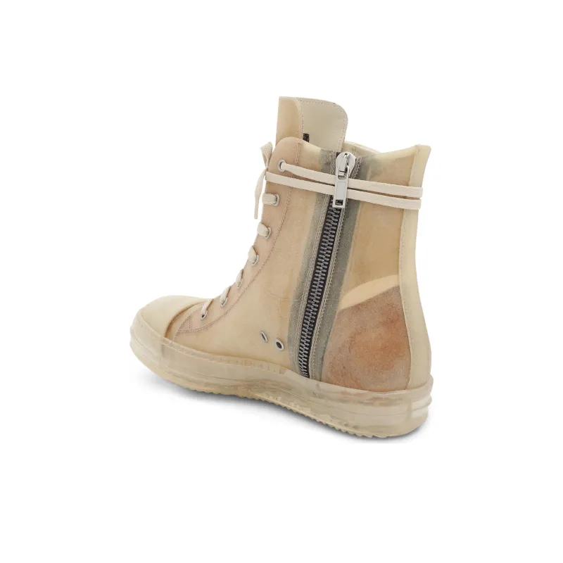 RICK OWENS/RO Edfu High Top Stylish Skateboarding Shoes Men's Beige Umber Vintage Version-3