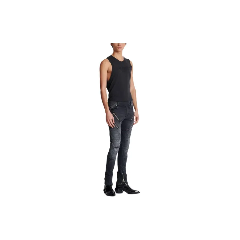 BALMAIN Panelled Distressed Skinny Jeans-1