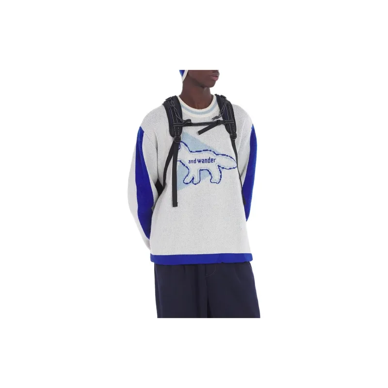 Maison Kitsune x And Wander Sweatshirt Unisex White-2