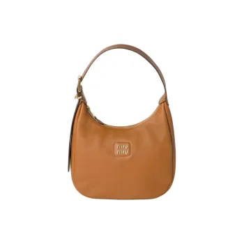 MIU MIU Leather Handbag Shoulder Bag Women's Brown