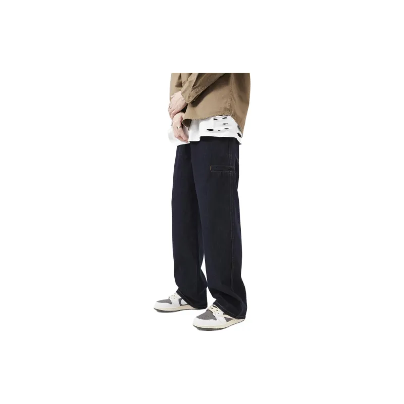 FAIRWHALE Straight Jeans Spring And Summer Men's Dark Blue-3
