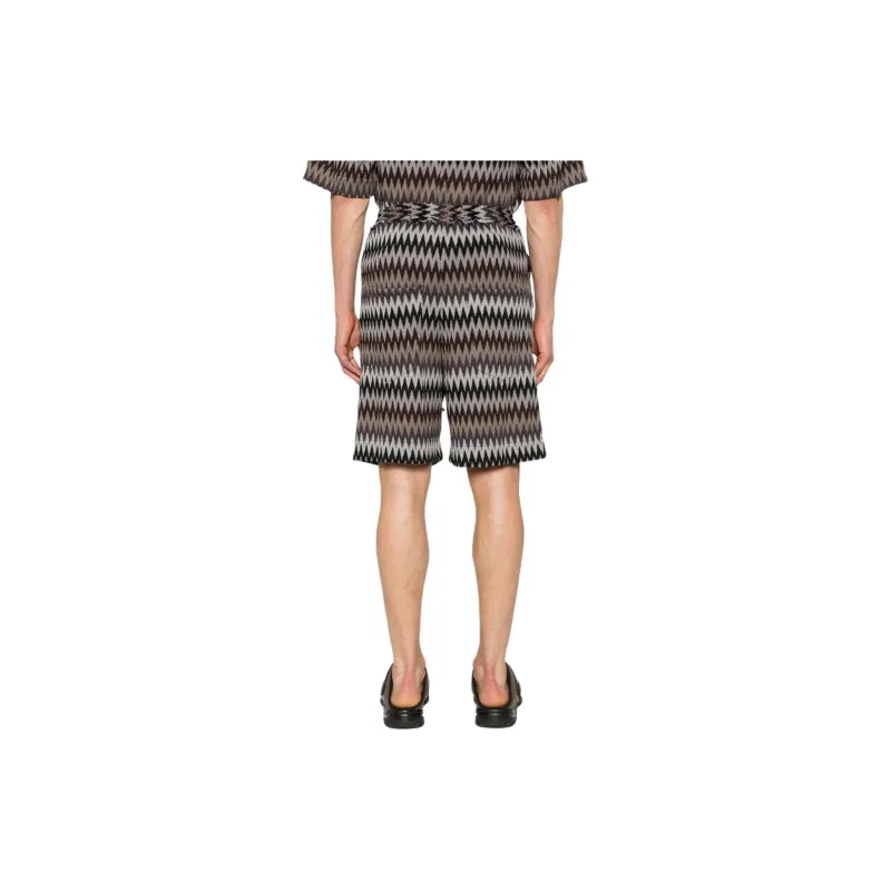SONG FOR THE MUTE Chevron-knit Elasticated-waist Shorts-2