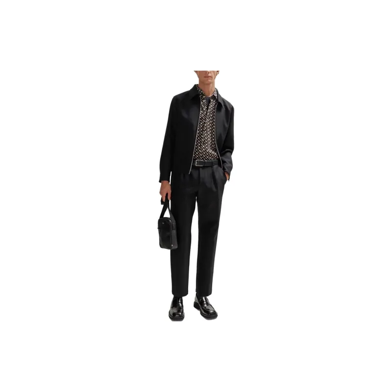 HUGO BOSS Slim-Fit Shirt In Monogram-Jacquart Cotton Shirt Men's Light Brown-1